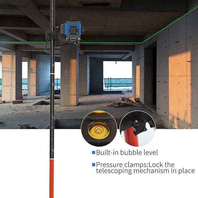 Telescoping Pole, Telescoping Support Pole with Extendable Mounting Pole for Lasers Level of Rotary and Line Lasers