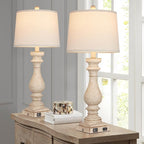 29" Tall Table Lamp for Living Room Set of 2,Vintage Bedside Nightstand Lamps with USB C+A Ports & AC Outlet,3-Way Dimmable Touch Control Desk Lamp for Bedroom,Color 1