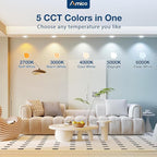 Amico 48 Pack 4 inch 5CCT LED Recessed Lighting, Dimmable, 8.5W=60W, 650LM, 2700K/3000K/4000K/5000K/6000K Selectable, Retrofit Can Lights with Baffle Trim, IC & Damp Rated - ETL & FCC Certified