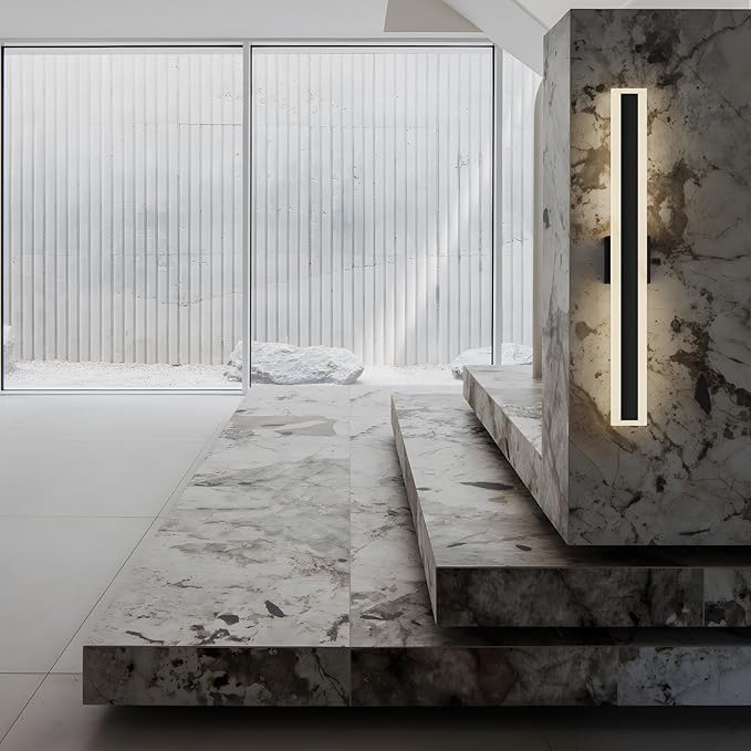 LamQee 31.5 Inch Long Outdoor Wall Lights Modern Exterior Lighting Fixtures for House, Waterproof 3000K 24W 1200LM LED Linear Outdoor Wall Sconces Lighting for Porch Patio Garage Door Yard Indoor