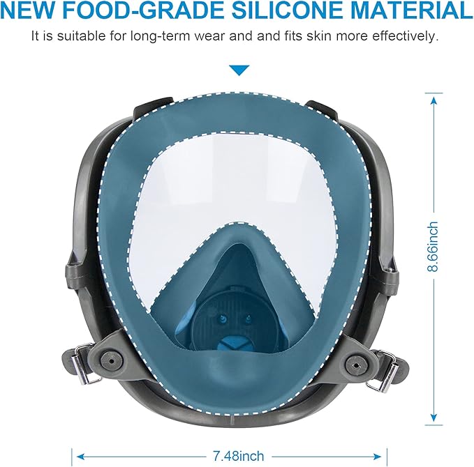 Reusable Respirator full Face Gas Cover, Organic Vapor Mask and Anti-fog, for Painting, mechanical polishing, logging, welding, Against Dust, Staining, Sanding & Cutting
