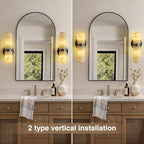 Alabaster Wall Sconces, 13in Black Alabaster Sconce, Modern Spanish Natural Marble Sconces Lights, Sconces for Bathroom Vanity Bedroom Living Room Staircases Hallway