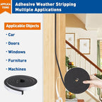 MAGZO Weather Stripping Door Seal, 1 Inch Wide X 3/4 Inch Thick Adhesive Foam Tape Soundproof Weatherstripping for Windows, 2 Rolls Total 13FT Black