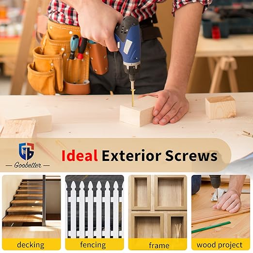 Deck Screws 3-1/2 Inch, 400 Pcs Wood Screws #10 x 3-1/2", Rust Resistant, Exterior Construction Fence Screws, Torx/Star Drive Head, 2 Pcs T25 Star Bits Included, Yellow