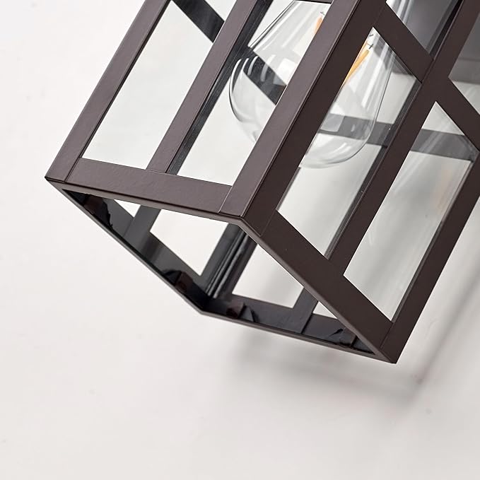 MICSIU Bronze Outdoor Wall Sconce 2 Pack, 11 Inch Exterior Light Fixtures Wall Mount with Clear Glass Shade, Waterproof Outdoor Porch Lights for House, Garage, Pathway, Walkway