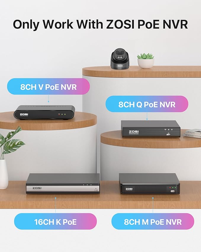 ZOSI C220 16CH 4K 8MP PoE Home Security Camera System, 16 Channel 4K NVR with 4TB HDD for 24/7 Record, 16 x 4MP(1440p) 2.5K QHD Dome IP Cameras Outdoor Indoor, Smart AI Human Detection, Two-Way Audio