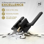 Mega Handles Prime Privacy Door Handle - 2 Pack Reversible Interior Black Door Handle, Heavy Duty Bed & Bath Door Handles with Privacy Door Lock, Fits All Standard Doors - Matte Black