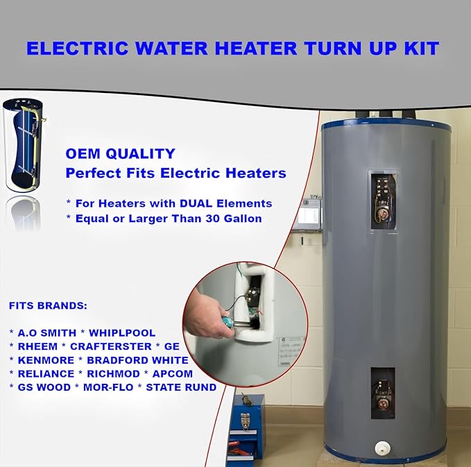 LONG TERM EWH-02 Electric Water Heater Tune-Up Kit, Includes 4500W 240V Water Heater Elements, Upper Thermostat, Lower Thermostat, Protective Covers and Elements Gaskets