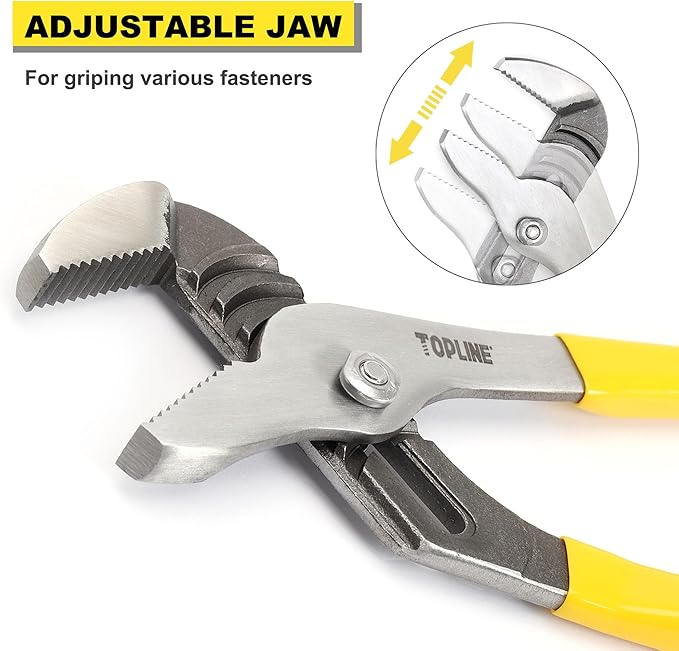 TOPLINE 4-piece Tongue and Groove Joint Pliers Set with Dipped Handles, Groove Joint Pliers Set Included 12-Inch, 10-Inch, 8-Inch and 6-Inch, Ideal for Basic Home Repair and General Applications