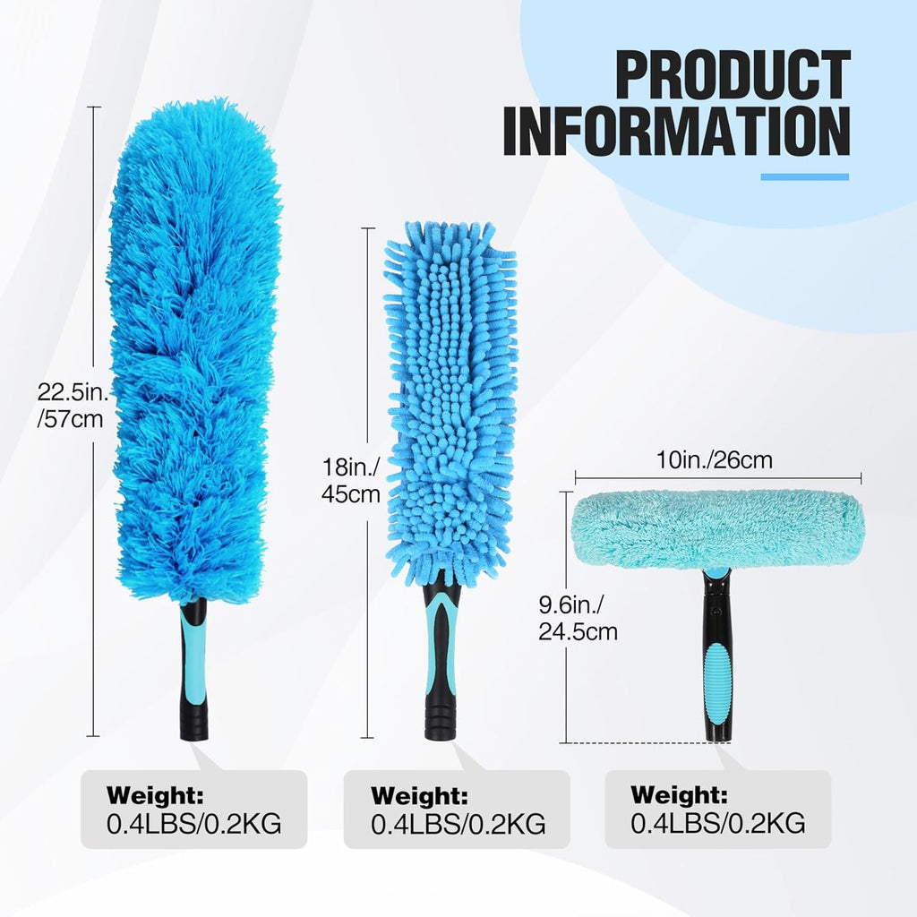 Lineslife High Ceiling Duster Kits,Extendable Reusable Cobweb,Window Cleaning Squeegee,Ceiling Fan Duster,Boat Hook, for High Roof and Glass Surfaces