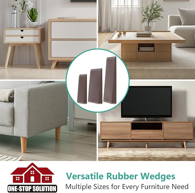 Furniture Leveler 12pcs Kit Size Variety | Multi-Purpose Rubber Shim for Leveling Feet Stable | Anti-Wobble Pad for Uneven Table, Dresser Leg, Toliet and More Furniture | Prevent from Wobbling