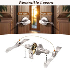 Knobonly 5 Pack Satin Nickel Pasage Door Levers Interior Door Handles for Hallyway andCloset Door Knobs Keyless Nickel Door Handles with Lock, Zinc Alloy Reversible for Right/Left