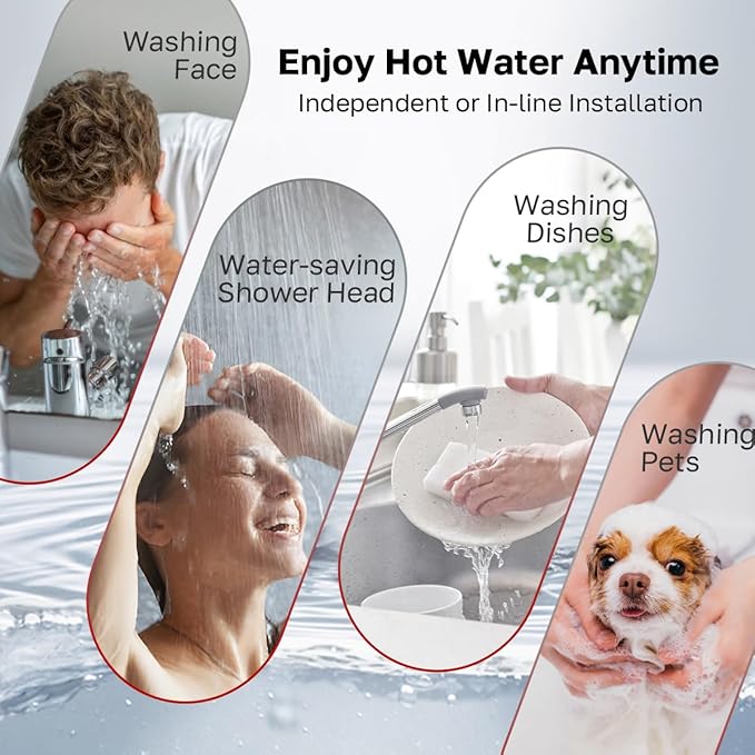Tankless Water Heater Electric, ThermoMate 14kW 240 Volt On Demand Instant Hot Water Heater for Shower, Self-Modulating LED Display Knob Control, ETL Certified, 2.66GPM at 35°F Rise ET140