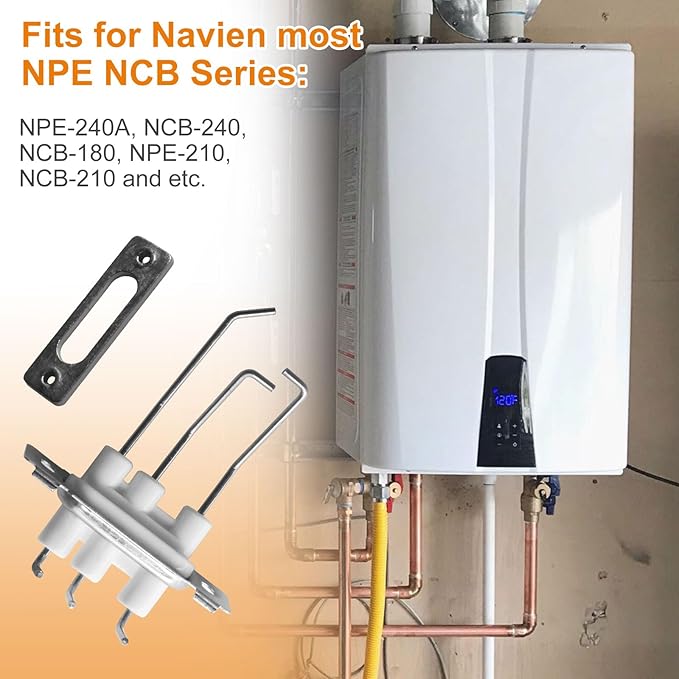 Flame Rod Assembly With Gasket Tankless Water Heater Boiler Replacement Parts 30012226A Fits For Navien NPE NCB Series Tankless Water Heater