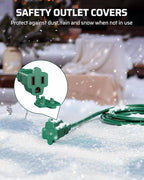 DEWENWILS 25Ft Outdoor Extension Cord, Evenly Spaced 3 Outlets Plugs with Safety Cover, 16/3 SJTW Weatherproof Wire for Outdoor Halloween Decorations, String Lights, UL Listed