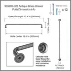 Goo-Ki 12.6" c-c Weathered Nickel Cabinet Handle Drawer Pulls, 6 Pack Antique Iron Bar Pull Kitchen Hardware for Appliance Closet Dresser Wardrobe Cupboard Furniture