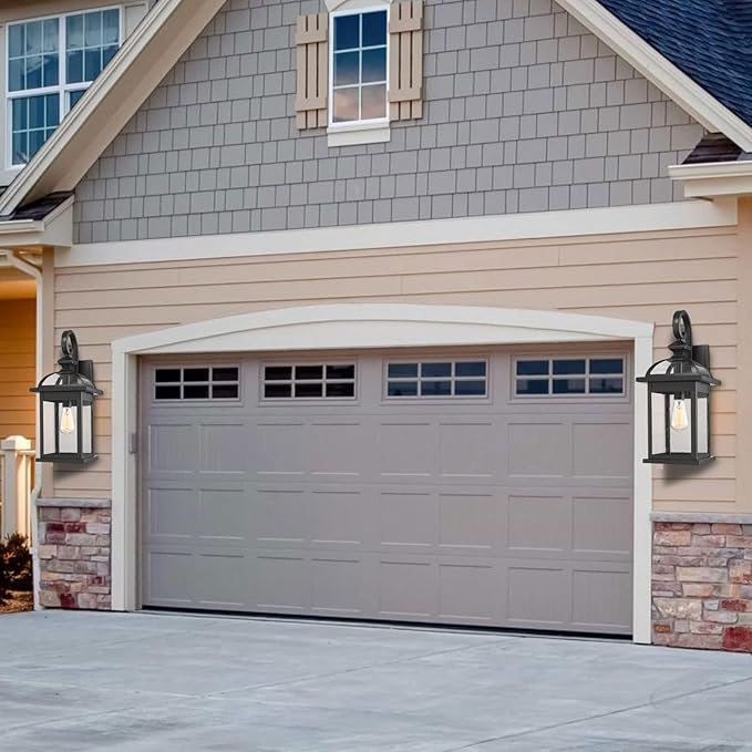 Darkaway 2pcs Outdoor Lights Fixtures Wall Mount, Large 22inch Outdoor Wall Sconce Lights with Seeded Glass Waterproof Outside Exterior Lights Fixture for House Front Porch Patio