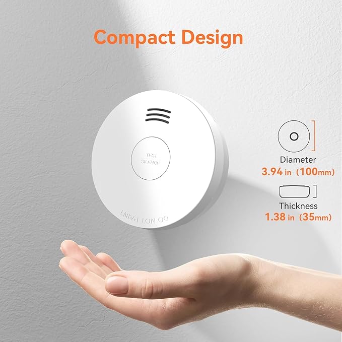 Jemay Smoke Detector Fire Alarms 10 Year Battery Operated with Photoelectric Sensor & Silence Button,3V Battery Smoke Alarm Fire Detectors Easy to Install, UL217-9th Listed, 8 Packs