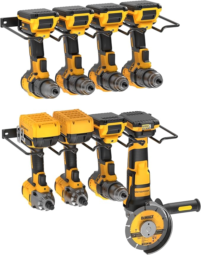 UNITEDPOWER Wall Mounted Power Tool Organizer Holder, Heavy Duty Utility Storage Rack for Battery Powered Hand Tools, Cordless Drill Rack, Workshop, Shed, Garage