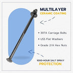 1/2 in. x 12 in. Black Carriage Bolt Kit Includes 12 Bolts, 12 Washers, and 12 Nuts, Ceramic Black Ruspert Coated for Exterior Use - 2X Rust Resistance of Galvanized by Makers Bolt