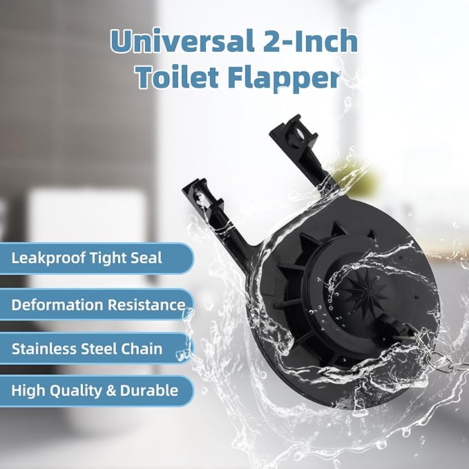 iFealClear Universal Toilet Handle Replacement Kit Side Mount with 2-Inch Rubber Toilet Flapper, Toilet Tank Parts Compatible with Kohler, American Standard, TOTO, Mansfield, Angle Mount-Matte Black