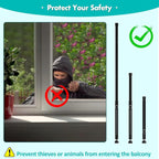 Window Security Bar, 2-in-1 Adjustable 17.9 to 51 Inch Slidingdoor Security Bar Security Bar for Home Pet Children Women Security Balcony Sliding Door Patio Door Security Apartment Window 2pack Black