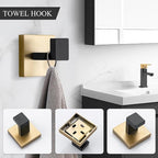 TURS 5-Piece Bathroom Hardware Set Black and Gold Towel Bar Sets Include 24 Inch Towel Bar Hand Towel Holder Toilet Paper Holder and 2 Towel Hooks,Stainless Steel Wall Mounted