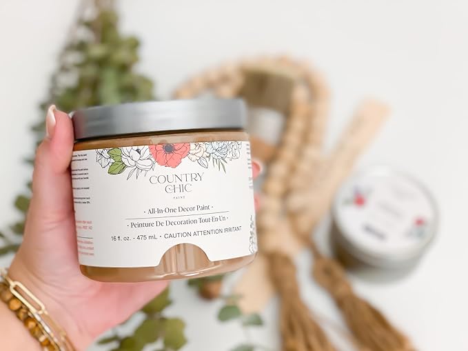 Country Chic All-in-One Chalk Paint for Furniture, Cabinets, Home Decor, Eco-Friendly, Matte Finish, Built-In Primer & Top Coat for Wood, Metal - Ancient Ember (Terracotta Brown) - Pint 16 oz (475 ml)