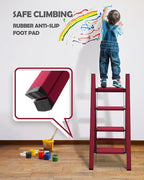 Taranta 4 Step Ladder,Aluminum Lightweight Folding 4 Step Stool with Anti-Slip Wide Pedal,330lbs Capacity Step Ladder for Household,Kitchen,Office - Red