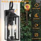 20" Black Motion Sensor Outdoor Lights with GFCI Outlet, Dusk to Dawn Exterior Lighting Fixtures, Porch Lights with GFCI Outlet Built-in, Waterproof Outdoor Wall Sconce for House Front Door Patio