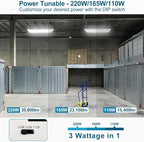 (2 Pack) LED high Bay Shop Light 220W 30800 Lumens 5000K 100-277V Dimmable, Commercial Linear Bay Lights for Warehouse Workshop Supermarket Stadium, Power Tunable 220W/165W/110W, 2FT