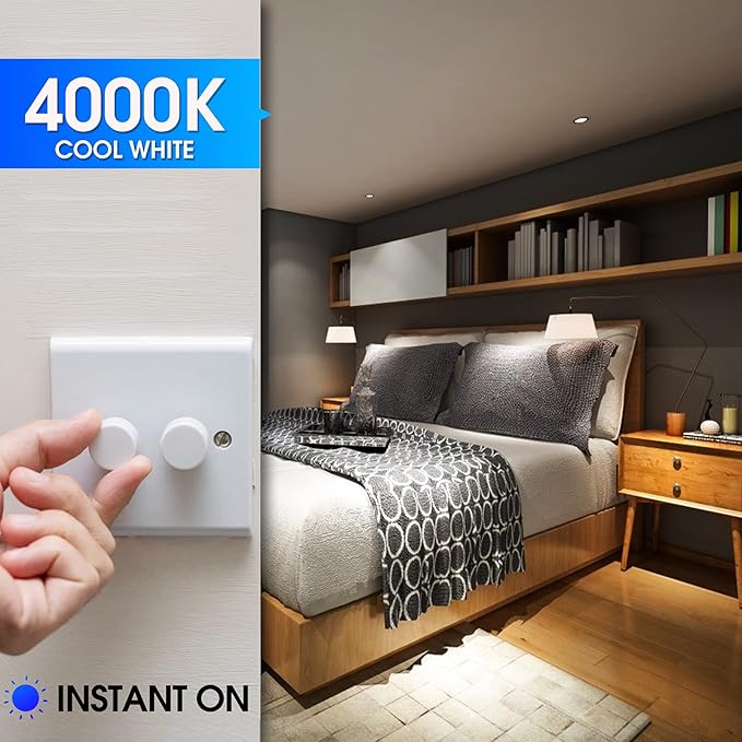 Energetic 12-Pack A19 LED Bulb 100W Cool White 4000K Dimmable Light Bulbs, 13.5W 1600lm CRI80+, 15000Hrs, ETL Listed