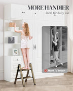 GameGem 2 Step Ladder, Folding Step Stool with Wider Pedal, Anti-Slip Feet & Non Slip Stripes, Aluminum Sturdy Material, 300Lbs Capacity, Elegant Look of Champagne Gold Better Matches Your Home