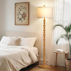 Luvkczc 62" Rustic Floor Lamp with 3 Color Temperatures, Retro Farmhouse Standing Lamp for Living Room, Bedroom, Corner, Dining Room - Rotary Switch Resin Floor Lamps for Home (Brown)