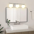 New Bathroom Vanity Light Fixtures 3 Lights Brushed Nickel Glass Shade Modern Wall Bar Sconce Over Mirror
