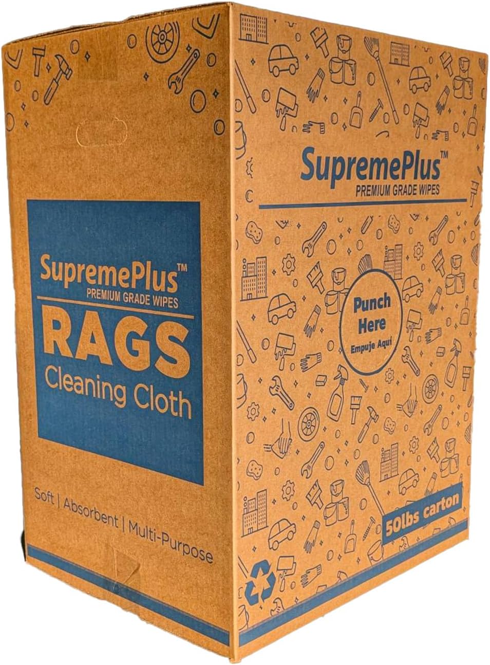 Premium Color Knit Cleaning Rags (50 lbs. Box) – Shop Rags Bulk for Workshops, Mechanics, Painters, and Home Use, Multipurpose Cotton T-Shirt Rags