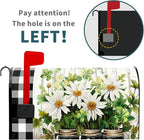 Buffalo Plaid Daisy Magnetic Mailbox Cover - Spring Summer Floral Farmhouse Welcome - Standard Size 25.5 x 21 Inch Waterproof Post Box Wraps for Garden Yard Decor Outdoor