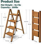 Taranta 4 Step Ladder,Aluminum Lightweight Folding 4 Step Stool with Anti-Slip Wide Pedal, 330lbs Capacity Step Ladder for Household,Kitchen,Office - Woodgrain