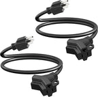 SURAIELEC Extension Cord with Multiple Outlets 3 FT, 2 Grounded Outlets 1-to-2 Splitter, 16 AWG Heavy Duty Power Cord for Kitchen & Living Room, Christmas Light, Waterproof SJTW, ETL Listed, 2 Pack