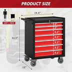 7-Drawers Rolling Tool Chest, Tool Chest with Wheels and Drawers, Rolling Box with Locking System, Tool Box with Wheels for Garage, Warehouse, Workshop (BlackRed)