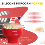 The Original Salbree Collapsible Silicone Microwave Popcorn Popper Maker Machine, Microwavable Bowl Holds 16 Cups, Uses Hot Air and Oil Always Optional - The Most Colors Available (Aqua)