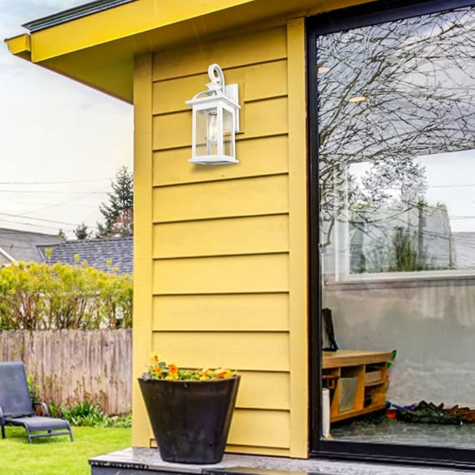 Darkaway Outdoor Lights Fixtures Wall Mount, Outdoor Wall Sconce with Seeded Glass, Waterproof Exterior Lights for House, Front Porch, Patio (1 Pack, White)