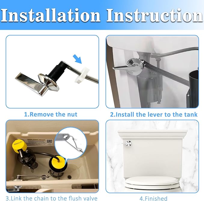 Universal Front Mount Toilet Handle Replacement Compatible with Kohler 1039863-CP/1160316-CP Memoirs Stately Toilet Tank Flush Lever Trip Lever, Polish Chrome