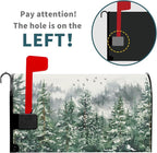 Kawani Winter Watercolor Tree Mailbox Covers Magnetic Christmas Green Pine Tree Forest Mail Box Post Letter Box Cover Standard Size 21x18 Inch for Xmas Holiday Outdoor Garden Yard Decor