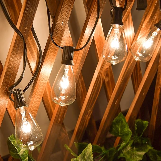 Abeja 10-Pack Edison Replacement Light Bulbs,7-Watt E12 Candelabra Base ST38 Replacement Clear Glass Light Bulbs for Outdoor Patio String Lights, Warm White