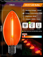 25 Pack C9 Christmas White LED Light Bulb,Vintage Warm White Plastic C9 Replacement Bulbs Shatterproof C9/E17 Intermediate Base 0.6 Watt Great for Night Lights Christmas Outdoor String Lights