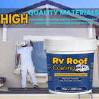 1Gal/133Fl.oz Liquid Rubber Rv Roof Coating White Waterproof Sealant Camper Roof Repair Solar Reflective Sealant with Wooden Brush Putty Knife Work Gloves Paint Roller Drywall Repair Tape