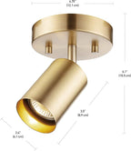 GLOBE Electric 59765 Pratt 1-Light Track Lighting Spotlight, Matte Brass, Gold