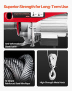 VEVOR 1320lbs Wireless Electric Hoist, 1150W 110V Electric Steel Wire Winch with Wireless Remote Control, 40ft Single Cable Lifting Height & Motor, for Garage Warehouse Factory