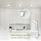 ASD 6 Pack LED Square Recessed Lighting 6 Inch, 5 CCT 2700K-5000K, 15W 60W Eqv, Ultra Thin Dimmable Ceiling Lights with J Box, Canless Wafer Downlight, Slim Panel Light, UL Energy Star, Brushed Nickel